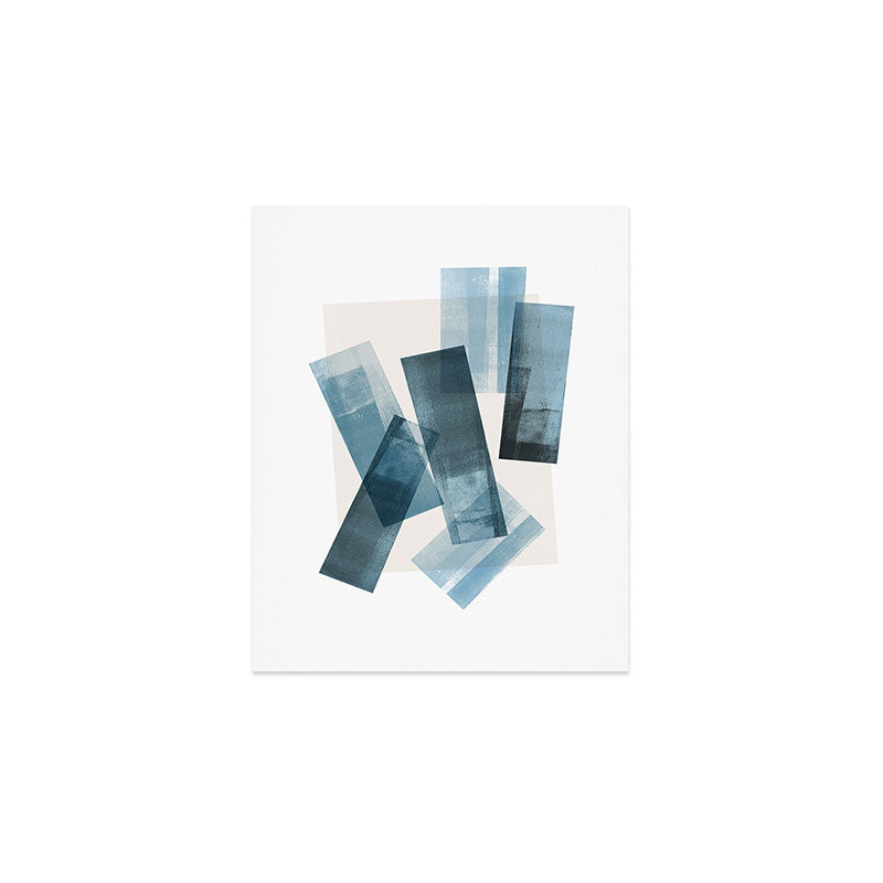 Rectangular Shapes Blue Geometric Abstract Art Print Gallery Image 1