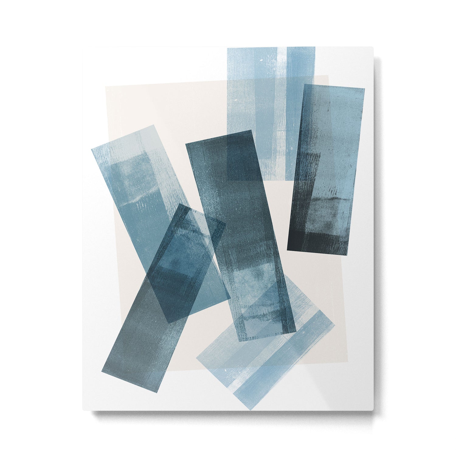 Rectangular Shapes Blue Geometric Abstract Metal Print Gallery Image 4