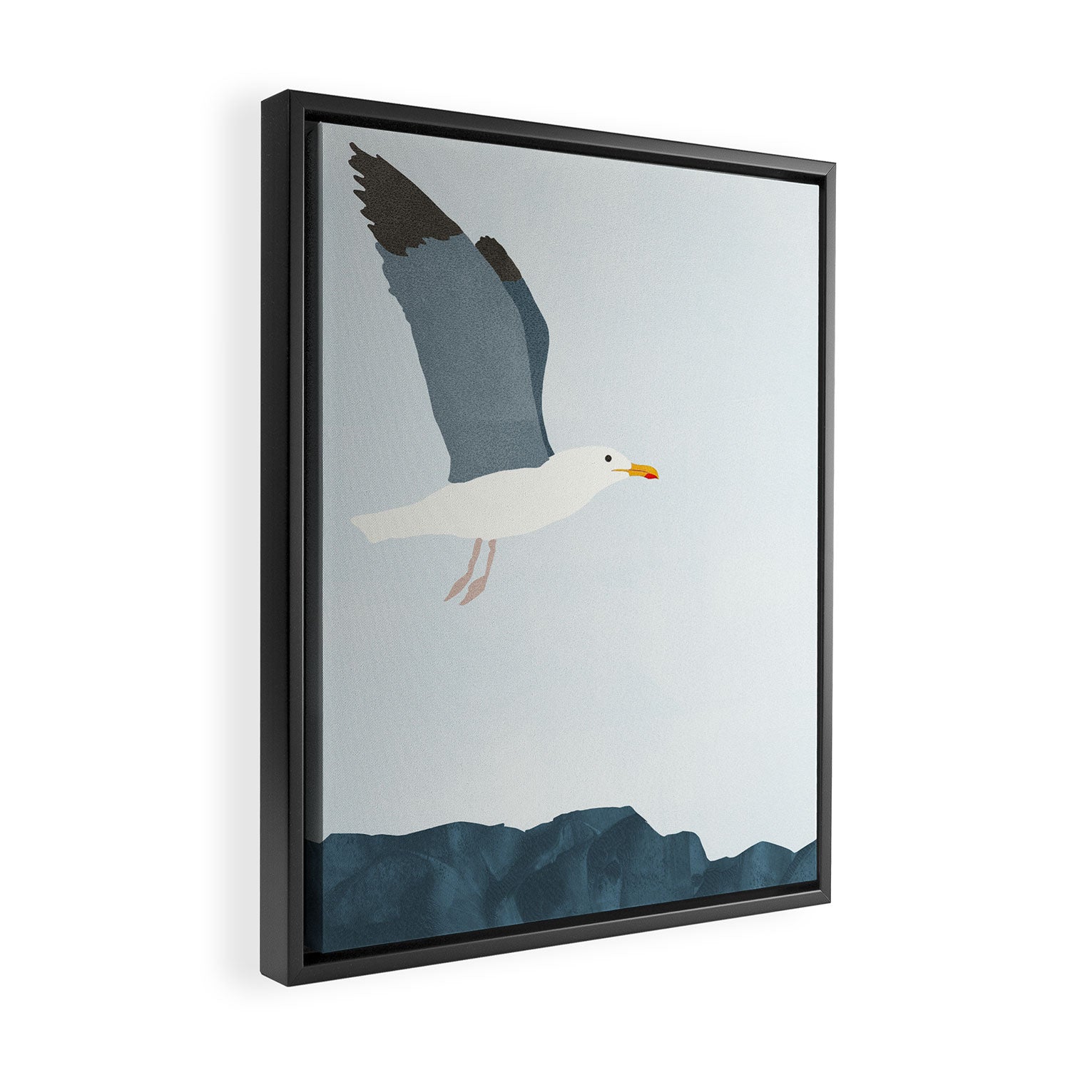 Seagull in Flight Illustration Framed Canvas Print Gallery Image 2