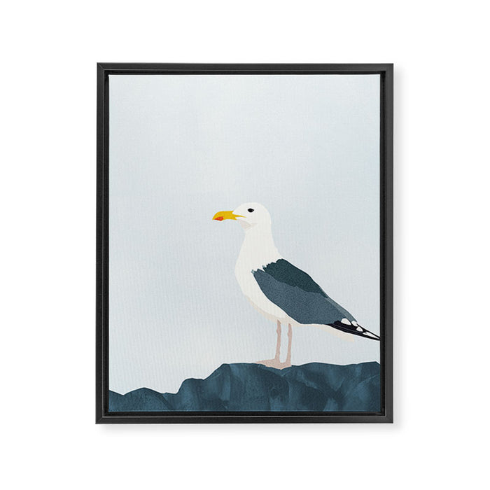 Seagull Minimalist Illustration Framed Canvas Print Gallery Image 1