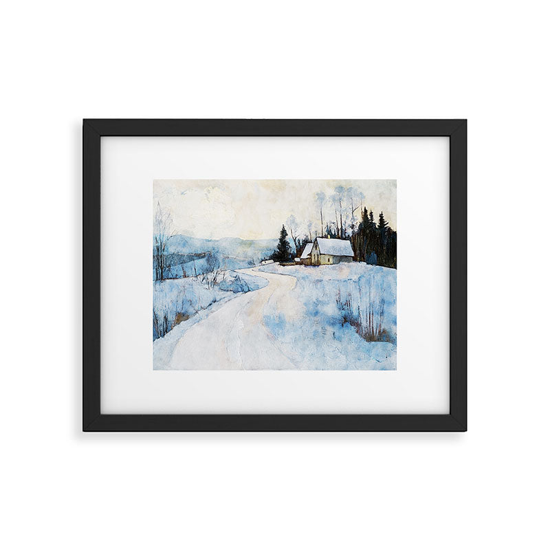 Snowy Curve Winter Watercolor Landscape Framed Art Print Gallery Image 5