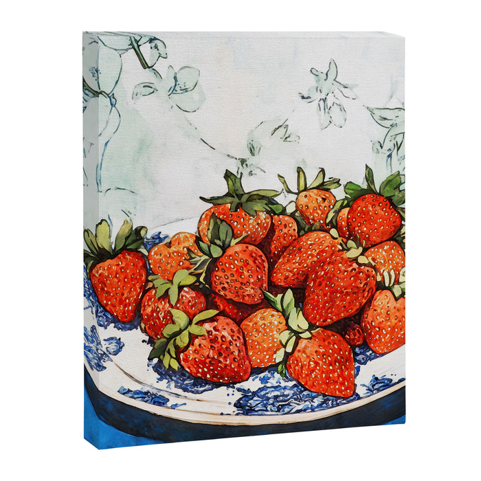 Strawberries Still Life Watercolor Fruit Illustration Canvas Print Gallery Image 1