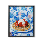 Strawberry Belgian Waffle Breakfast Watercolor Framed Canvas Print Gallery Image 6