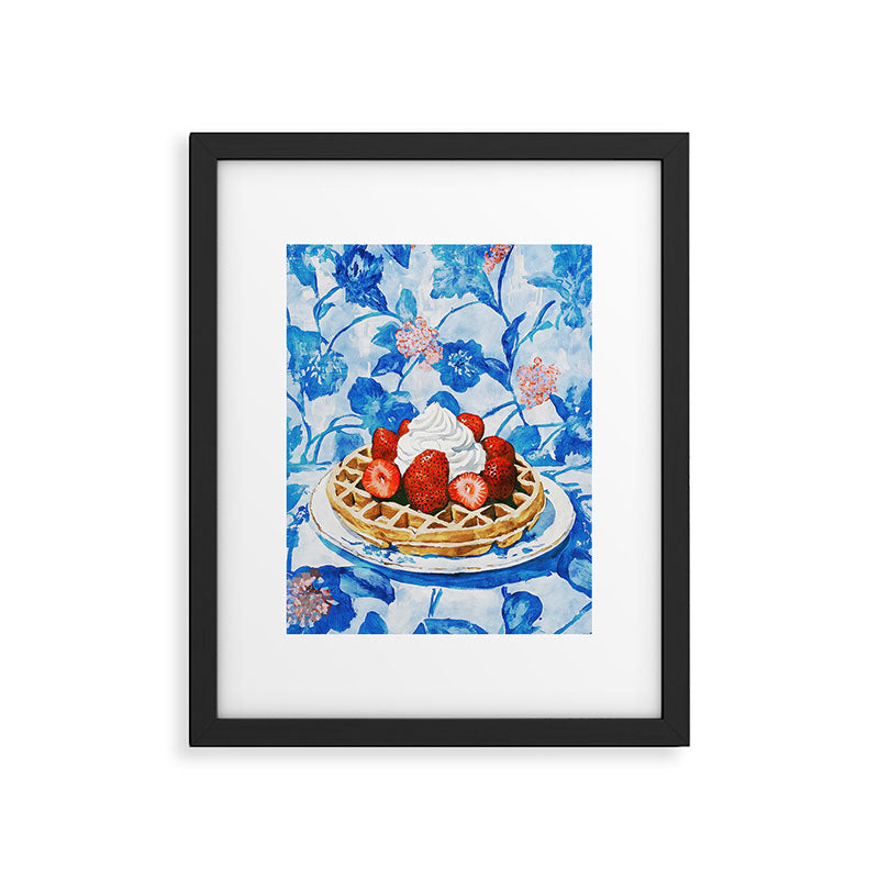 Strawberry Belgian Waffle Breakfast Watercolor Framed Art Print Gallery Image 5