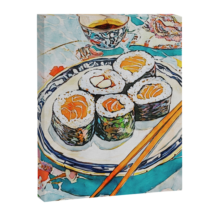 Sushi Watercolor Still Life Illustration Canvas Print Gallery Image 1