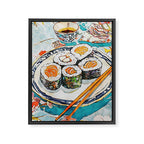 Sushi Watercolor Still Life Illustration Framed Canvas Print Gallery Image 6