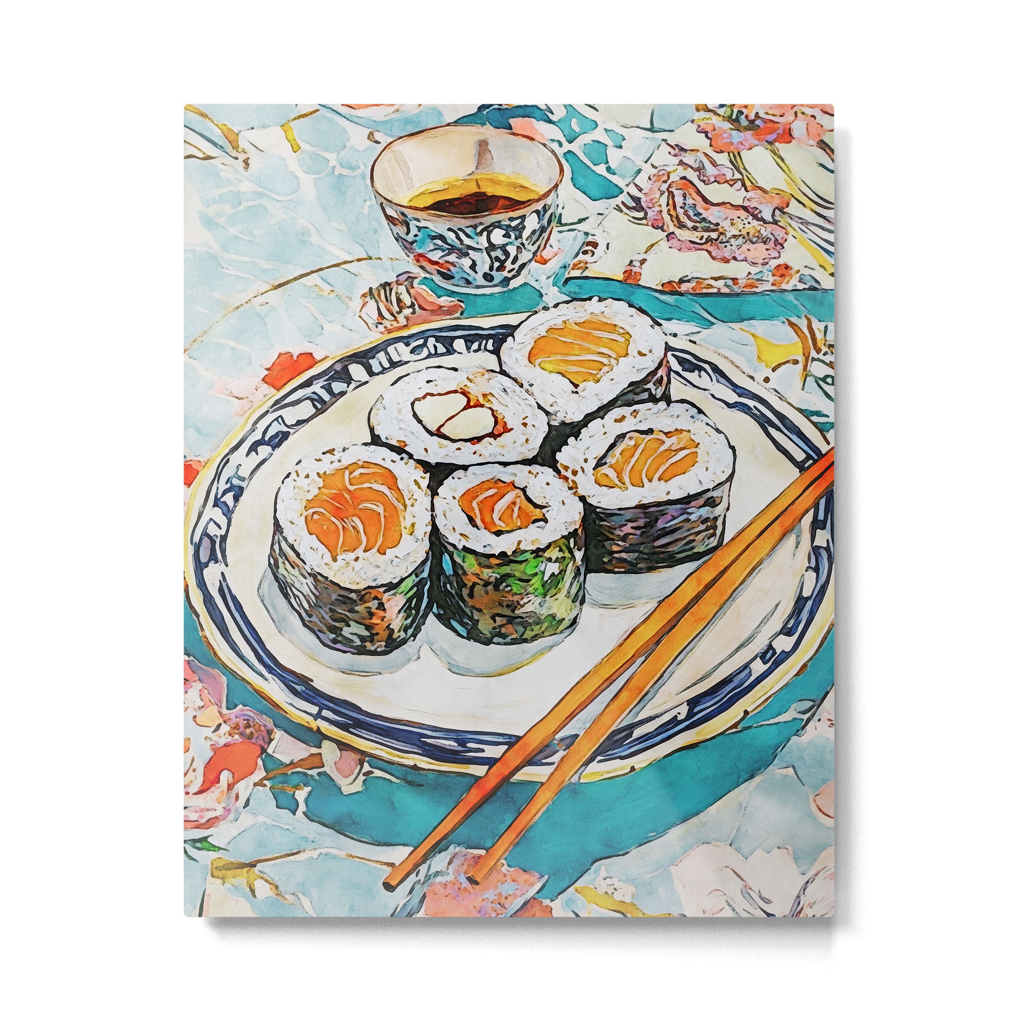 Sushi Watercolor Still Life Illustration Metal Print Gallery Image 4