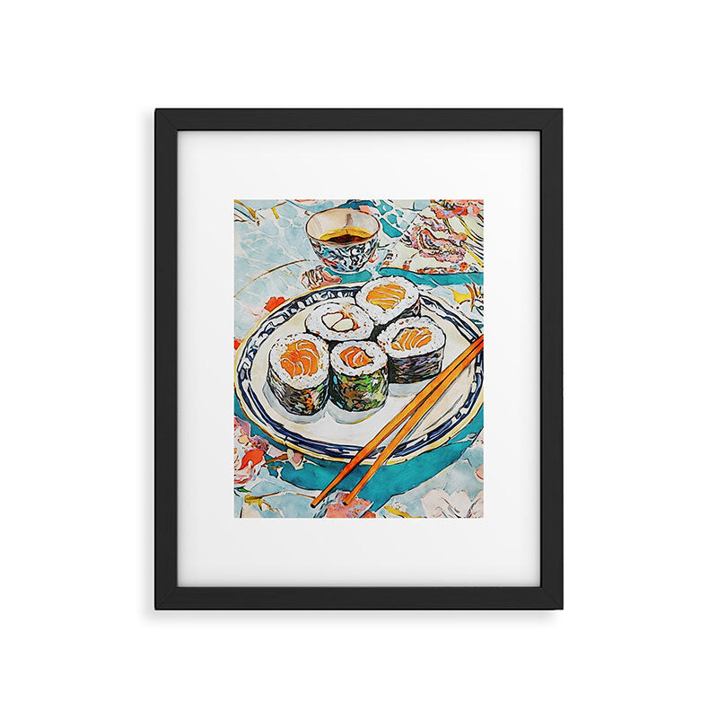 Sushi Watercolor Still Life Illustration Framed Art Print Gallery Image 5