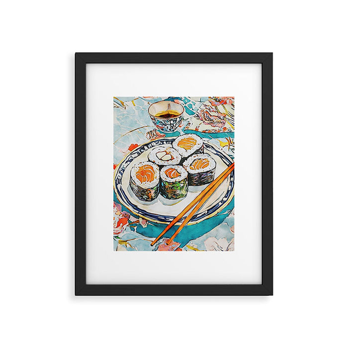 Sushi Watercolor Still Life Illustration Framed Art Print Gallery Image 1