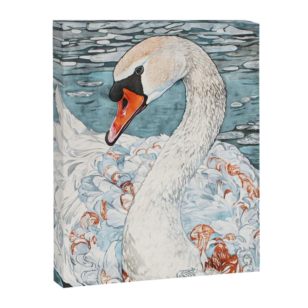 Swan Swimming Watercolor Canvas Print Gallery Image 6