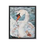 Swan Swimming Watercolor Framed Canvas Print Gallery Image 6