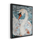 Swan Swimming Watercolor Framed Canvas Print Gallery Image 2