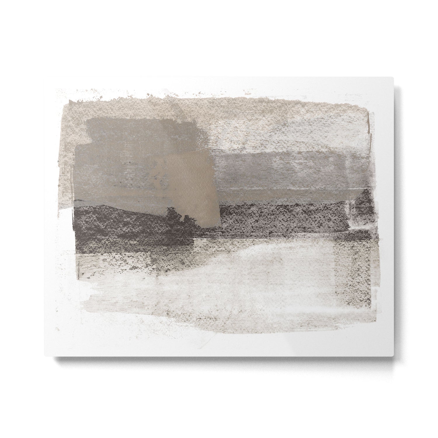 Taupe and Charcoal Grey Horizontal Modern Abstract Painting Metal Print Gallery Image 4