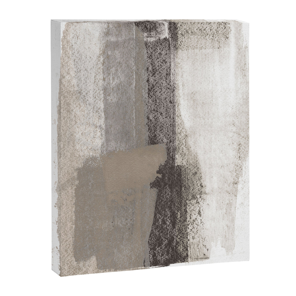 Taupe and Charcoal Grey Modern Abstract Painting Canvas Print Gallery Image 3