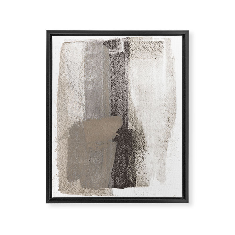 Taupe and Charcoal Grey Modern Abstract Painting Framed Canvas Print Gallery Image 6