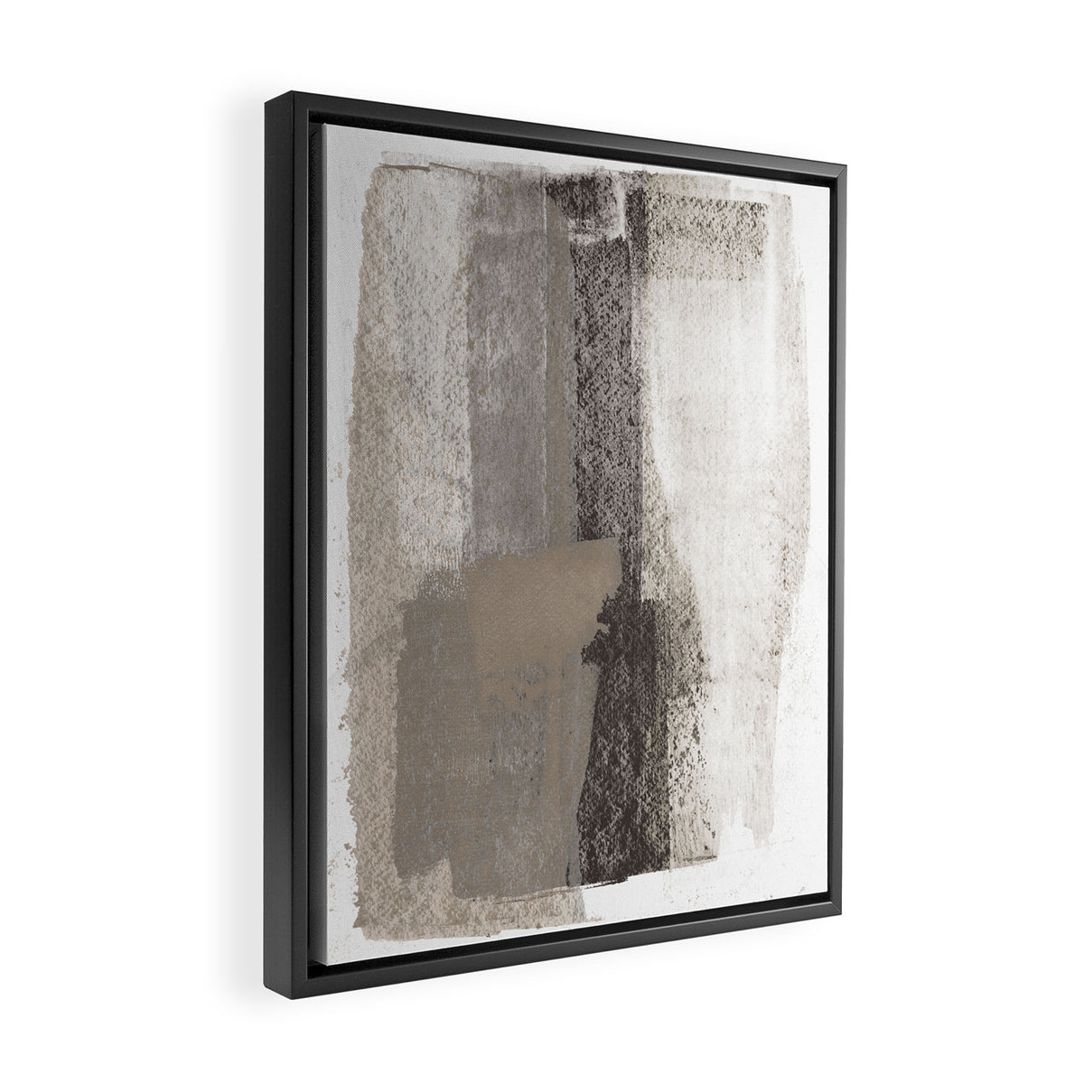 Taupe and Charcoal Grey Modern Abstract Painting Framed Canvas Print Gallery Image 2