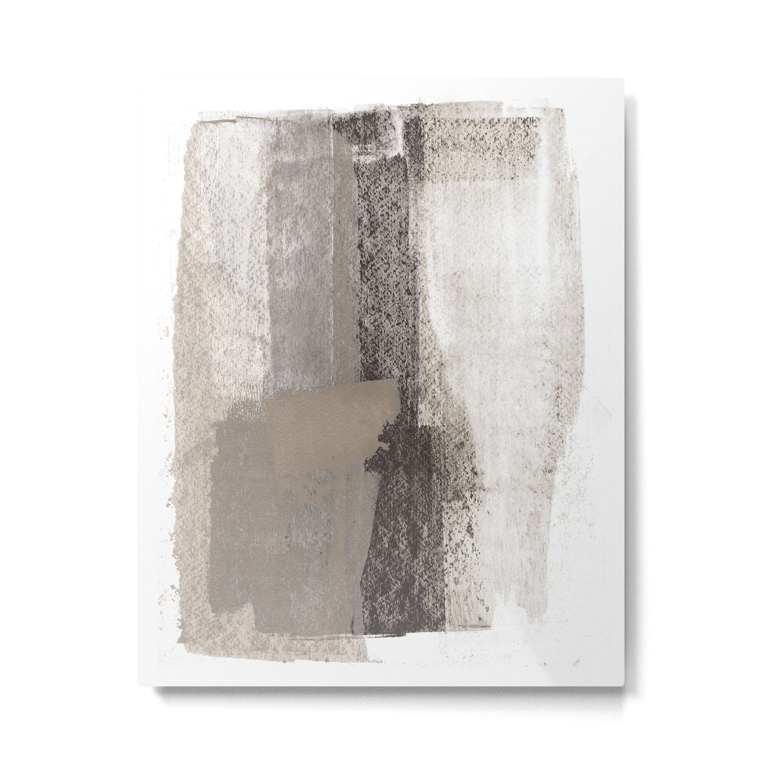 Taupe and Charcoal Grey Modern Abstract Painting Metal Print Gallery Image 4