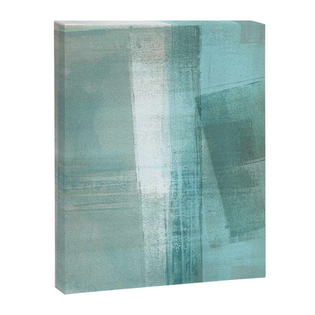 Turquoise Aqua Taupe Geometric Abstract Painting 3 Canvas Print Gallery Image 6