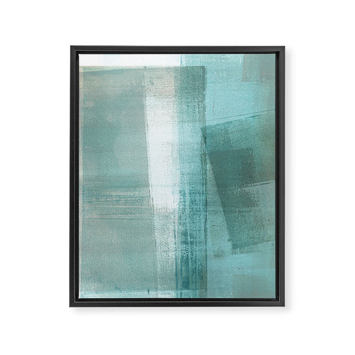 Turquoise Aqua Taupe Geometric Abstract Painting 3 Framed Canvas Print Gallery Image 1