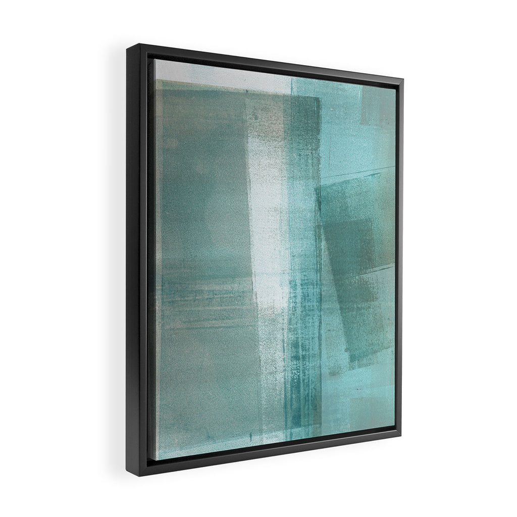 Turquoise Aqua Taupe Geometric Abstract Painting 3 Framed Canvas Print Gallery Image 2