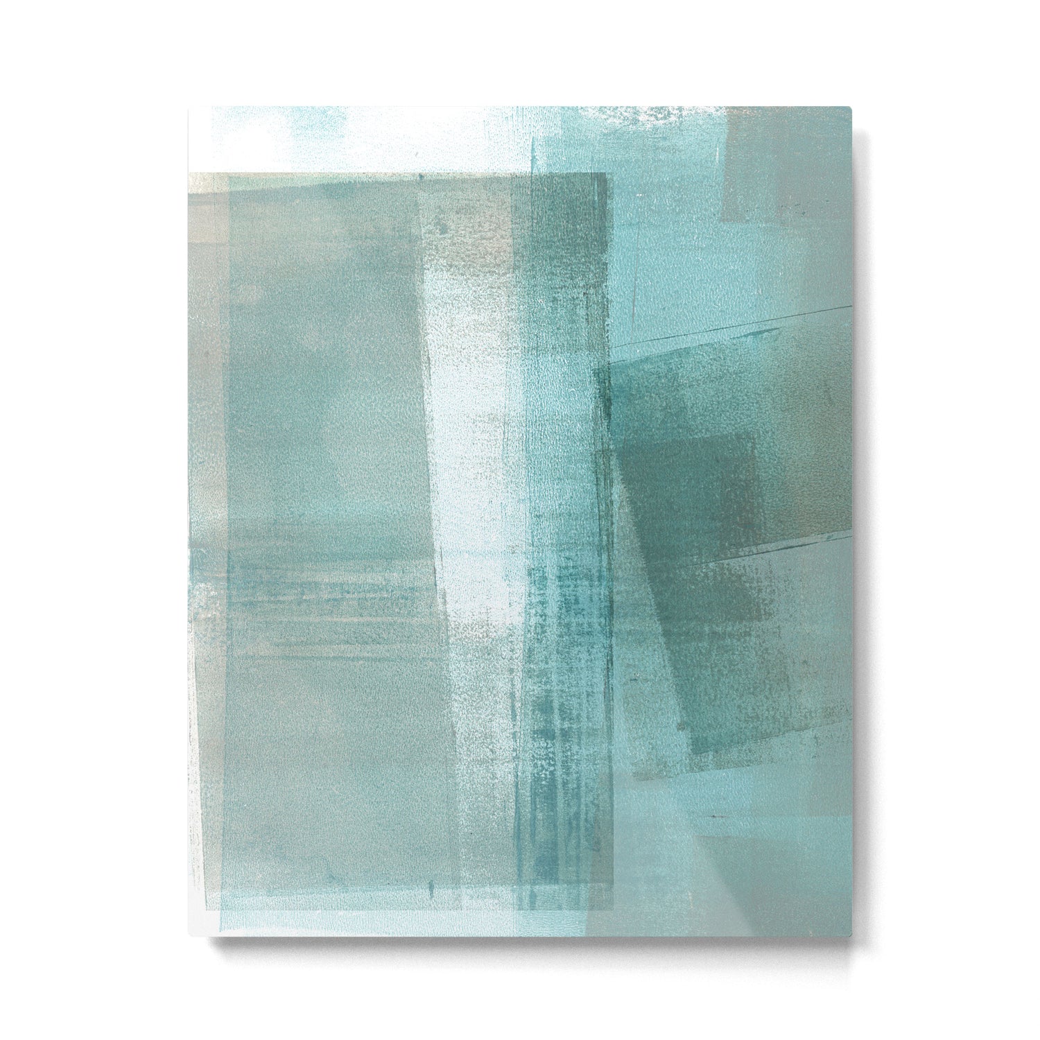Turquoise Aqua Taupe Geometric Abstract Painting 3 Metal Print Gallery Image 4