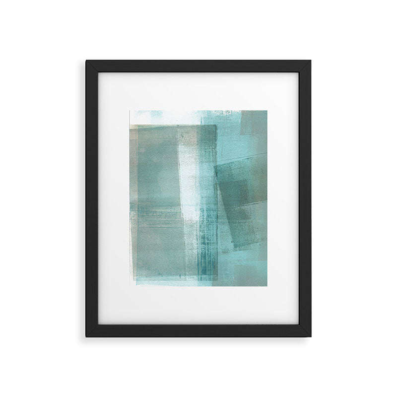 Turquoise Aqua Taupe Geometric Abstract Painting 3 Framed Art Print Gallery Image 5