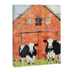 Two Cows and a Red Barn Watercolor Canvas Print Gallery Image 6