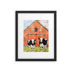 Two Cows and a Red Barn Watercolor Framed Art Print Gallery Image 5