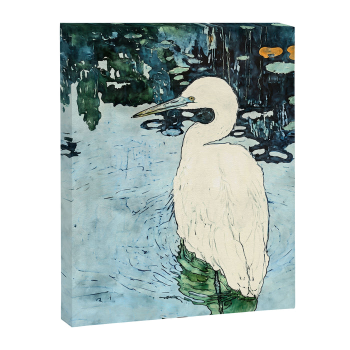 Wading Egret Watercolor Canvas Print Gallery Image 1