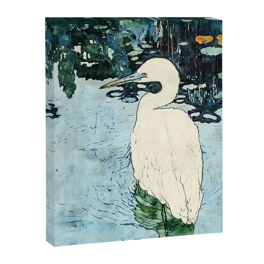 Wading Egret Watercolor Canvas Print Gallery Image 6