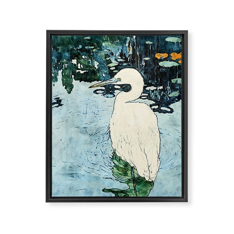Wading Egret Watercolor Framed Canvas Print Gallery Image 6