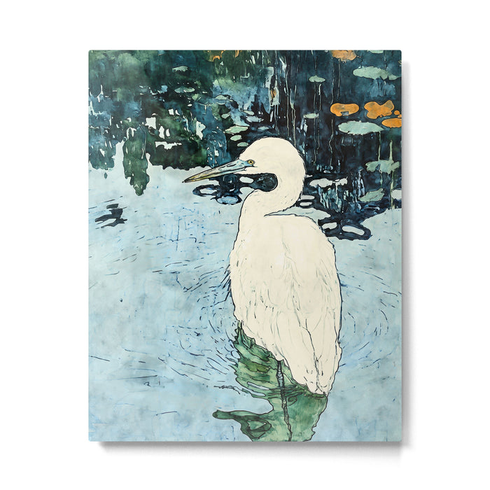 Wading Egret Watercolor Metal Print Gallery Image 1