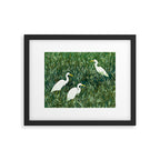 White Egrets in Tall Green Grass Watercolor Framed Art Print Gallery Image 5