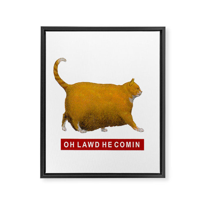 OH LAWD HE COMIN Meme Framed Canvas Print Gallery Image 1