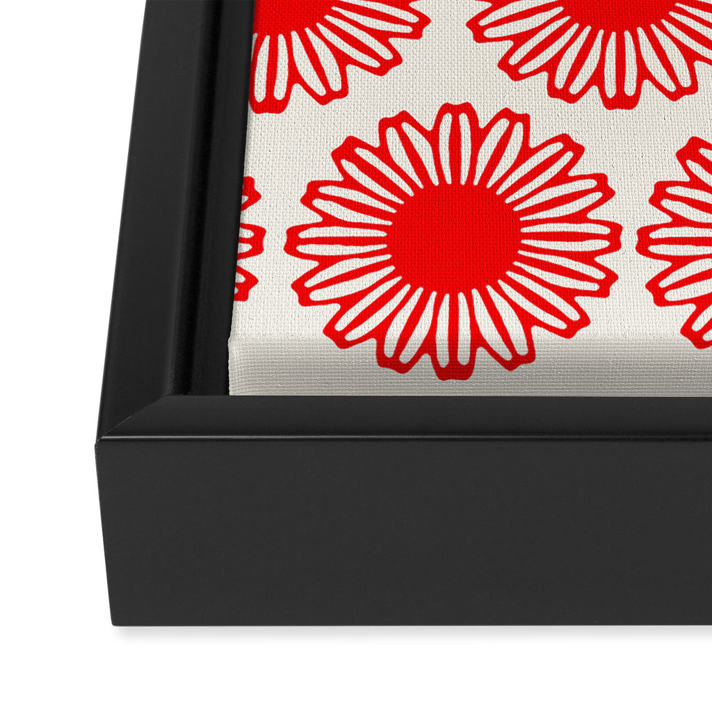 vintage flowers red Framed Canvas Print Gallery Image 3