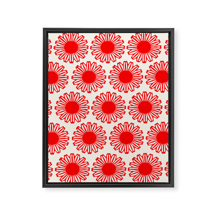 vintage flowers red Framed Canvas Print Gallery Image 1