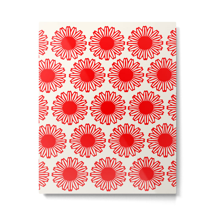 vintage flowers red Metal Print Gallery Image 1