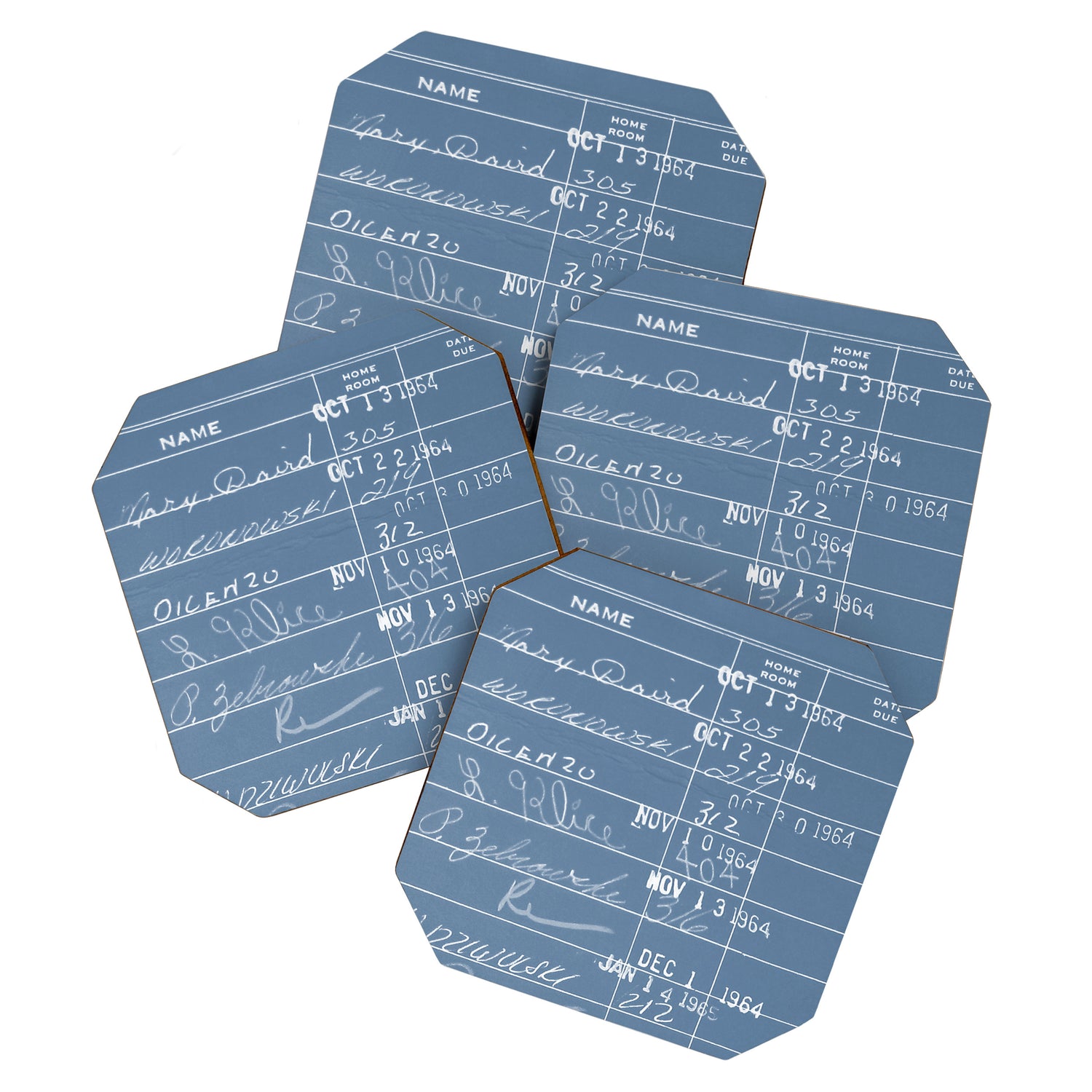 Library Card 23322 Negative Blue Coaster Gallery Image 1