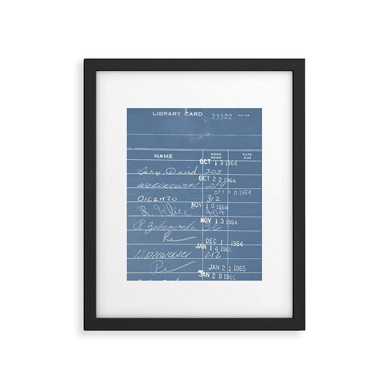 Library Card 23322 Negative Blue Framed Art Print Gallery Image 5