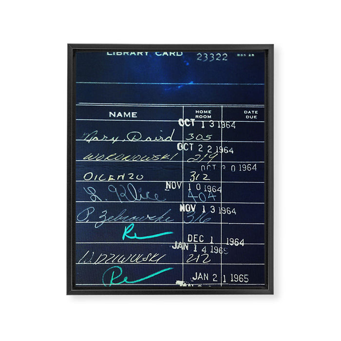 Library Card 23322 Negative Framed Canvas Print Gallery Image 1