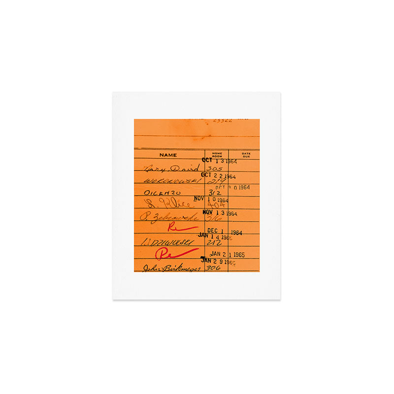 Library Card 23322 Orange Art Print Gallery Image 1