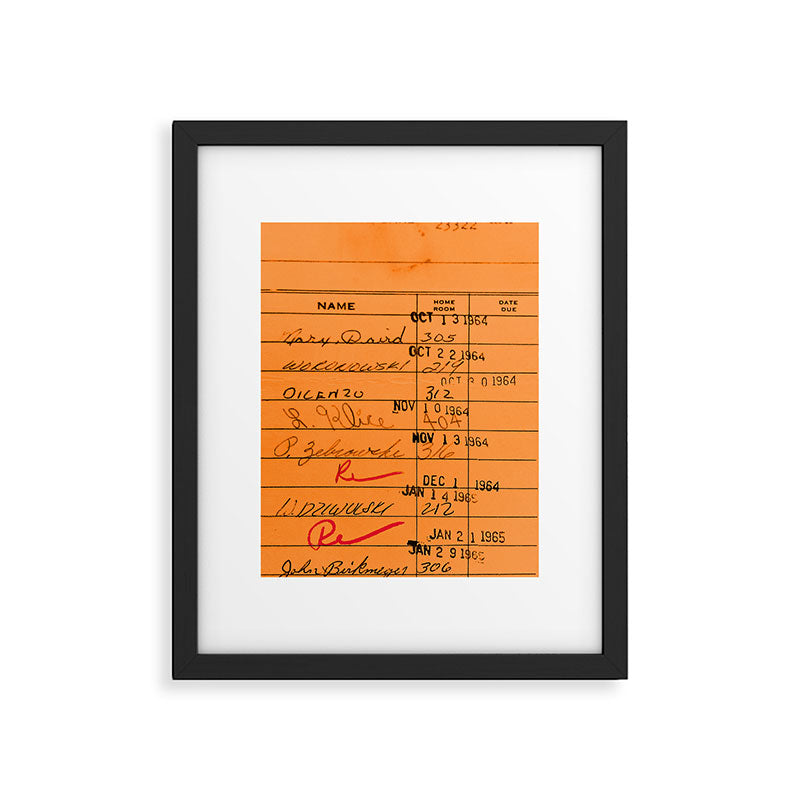 Library Card 23322 Orange Framed Art Print Gallery Image 5