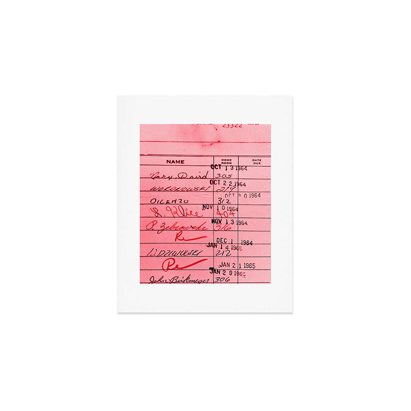 Library Card 23322 Pink Art Print Gallery Image 1