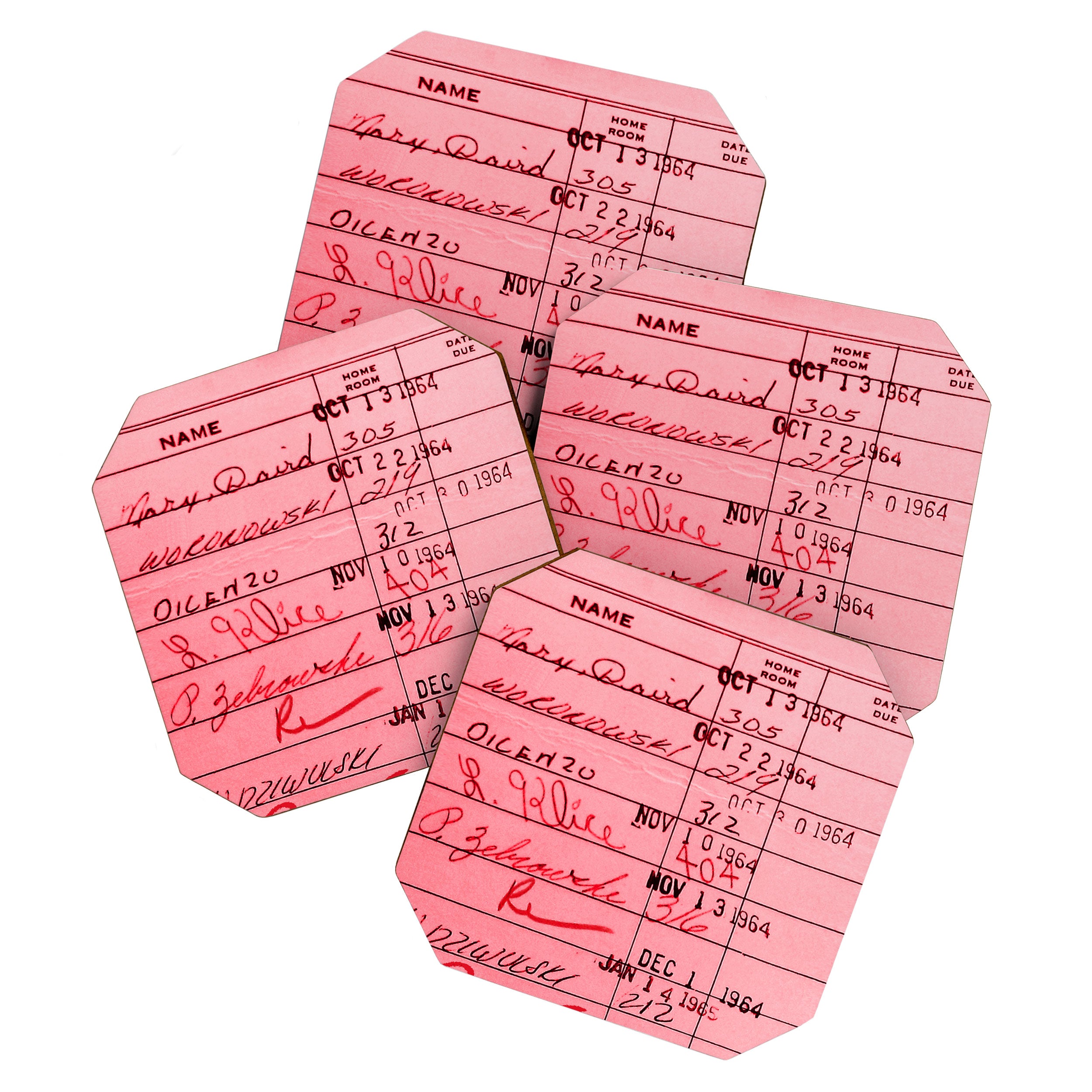 Library Card 23322 Pink Coaster Gallery Image 1