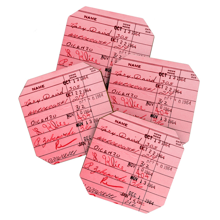 Library Card 23322 Pink Coaster Gallery Image 1