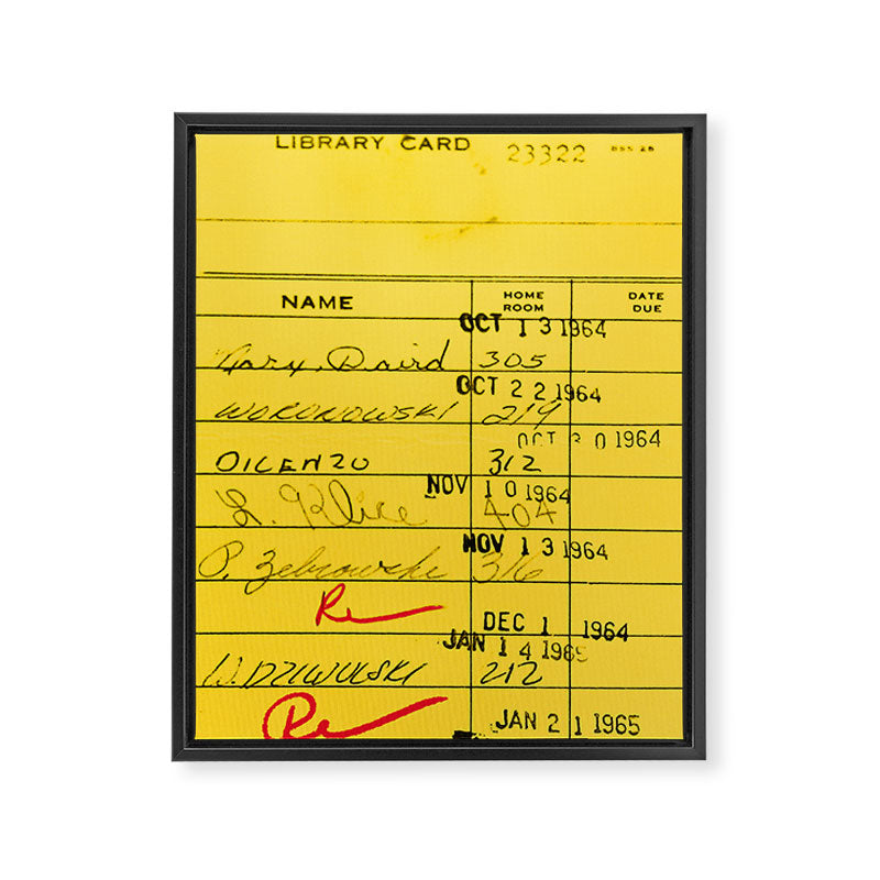 Library Card 23322 Yellow Framed Canvas Print Gallery Image 6