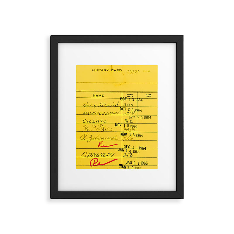 Library Card 23322 Yellow Framed Art Print Gallery Image 5