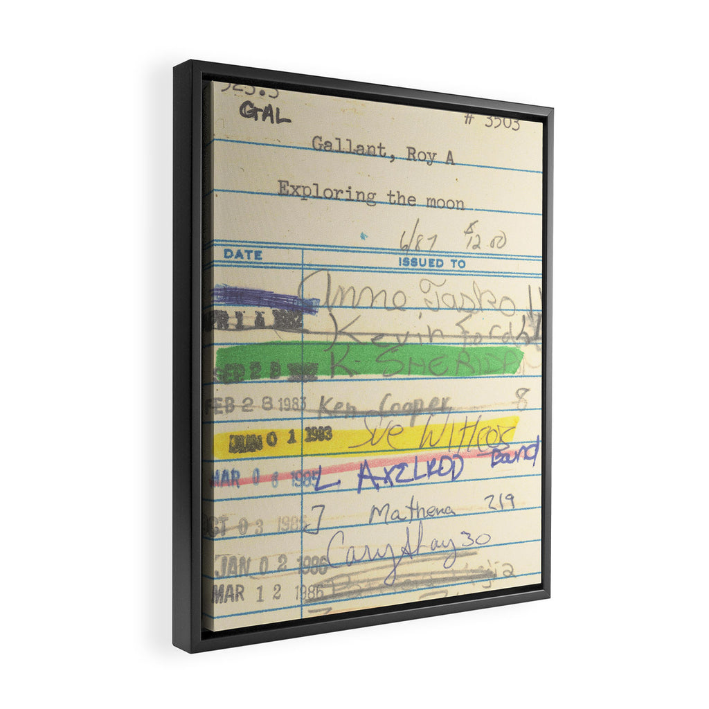 Library Card 3503 Exploring the Moon Framed Canvas Print Gallery Image 2