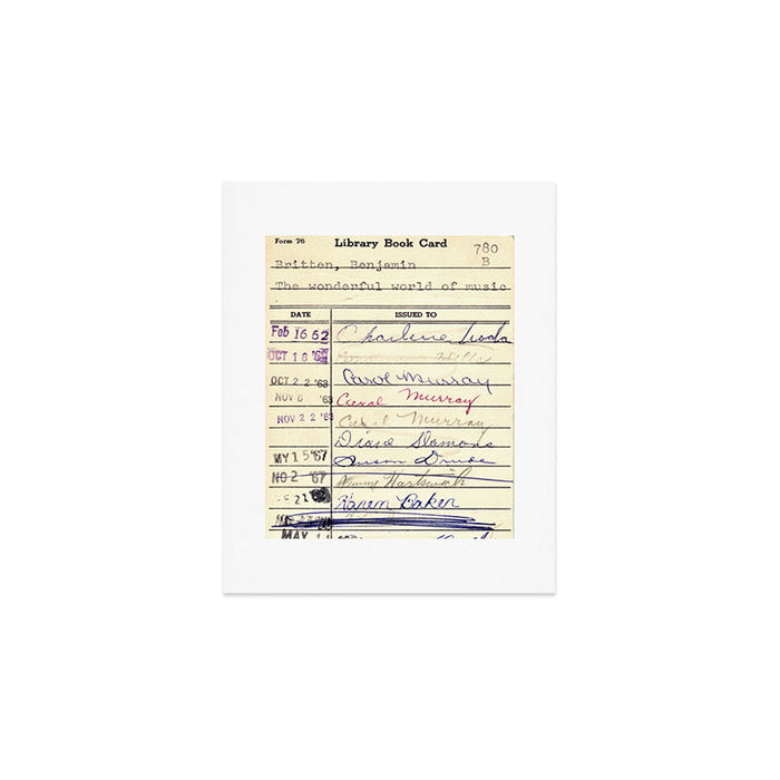Library Card 780 The Wonderful World of Music Art Print Gallery Image 1