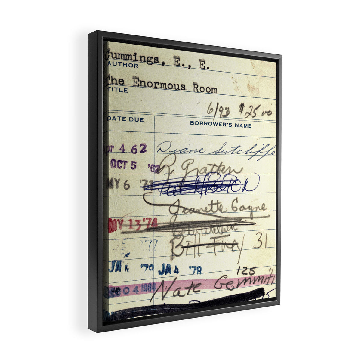 Library Card 828 The Enormous Room Framed Canvas Print Gallery Image 2
